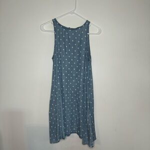 Velvet Heart Blue Polka Dot Sleeveless Swing Dress with Pockets Size Small